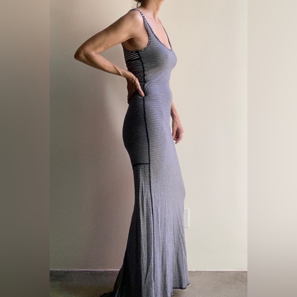 Long striped reversible cotton dress
